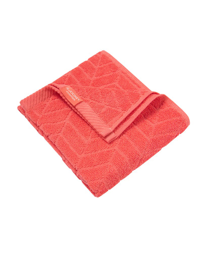 Cotton Terry Ultrasoft and Durable Patterned Hand Towel - Coral (Pack of 2)