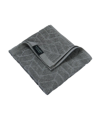 Cotton Terry Ultrasoft and Durable Patterned Hand Towel - Grey (Pack of 2)
