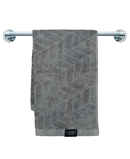 Cotton Terry Ultrasoft and Durable Patterned Hand Towel - Grey (Pack of 2)
