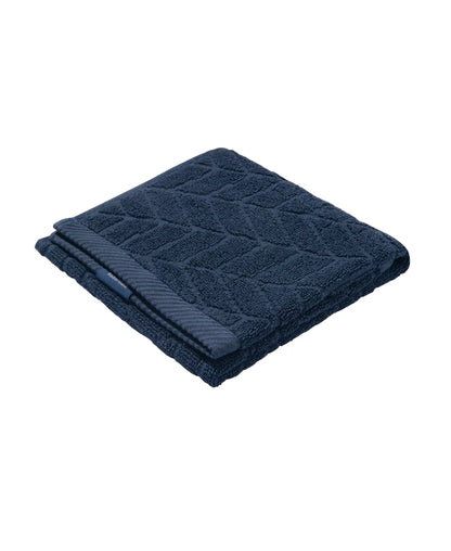 Cotton Terry Ultrasoft and Durable Patterned Hand Towel - Navy (Pack of 2)