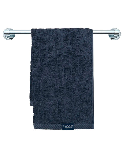 Cotton Terry Ultrasoft and Durable Patterned Hand Towel - Navy (Pack of 2)