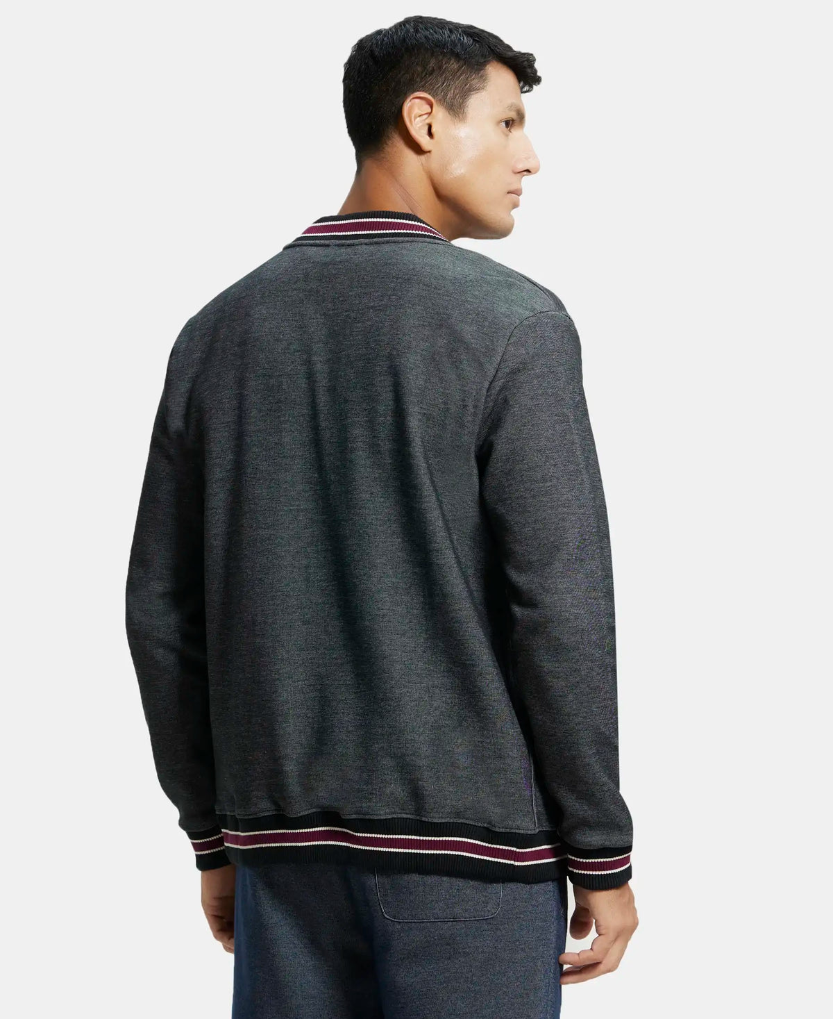 Super Combed Cotton Rich Jacket with Ribbed Cuffs - Black