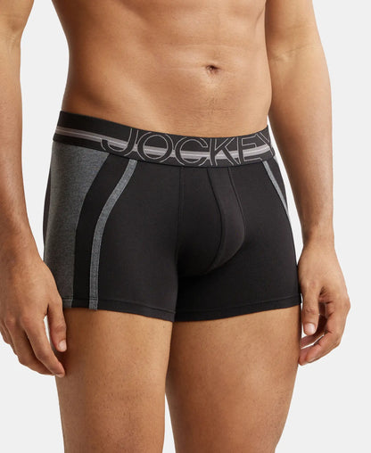 Super Combed Cotton Elastane Stretch Solid Trunk with Ultrasoft Waistband - Black