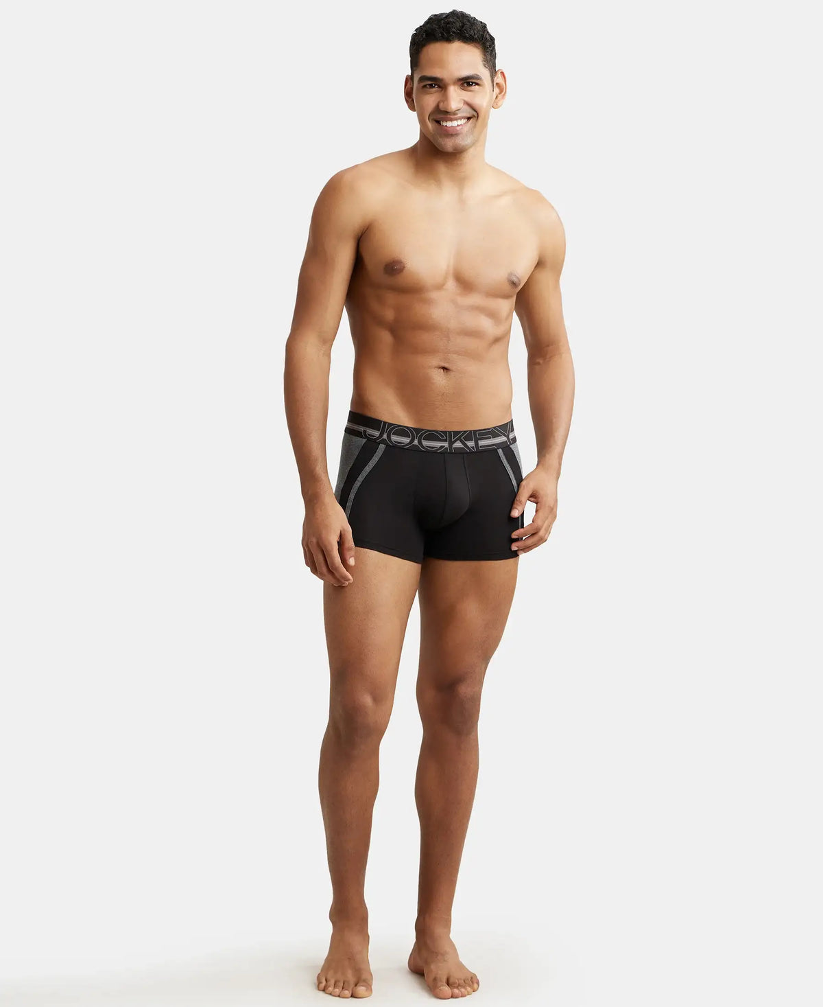 Super Combed Cotton Elastane Stretch Solid Trunk with Ultrasoft Waistband - Black