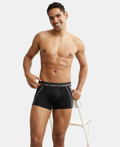Super Combed Cotton Elastane Stretch Solid Trunk with Ultrasoft Waistband - Black