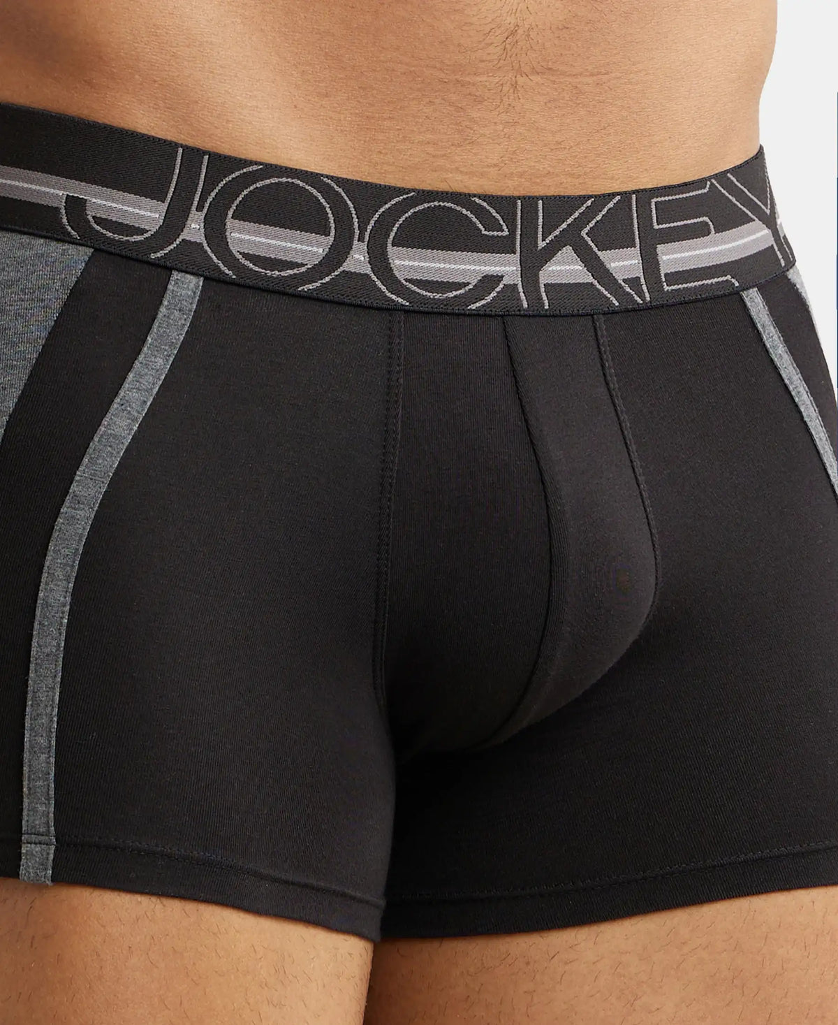 Super Combed Cotton Elastane Stretch Solid Trunk with Ultrasoft Waistband - Black