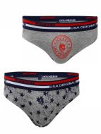 Jockey Grey Melange & Grey Melange Printed Boys Brief Pack of 2