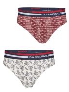 Jockey Red & Cream Printed Boys Brief Pack of 2