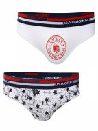 Jockey White & White Printed Boys Brief Pack of 2