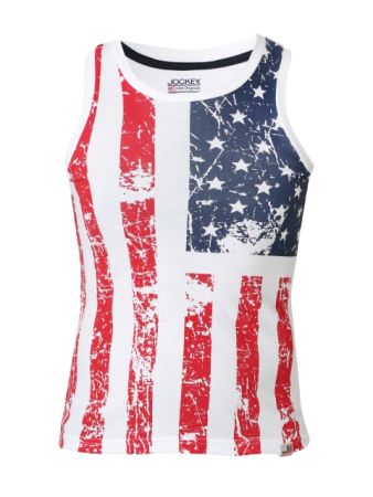 Jockey White Print Boys Printed Vest-White-11-12 Yrs