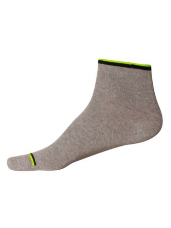 Jockey Grey Melange & Neon Yellow Men Ankle Socks