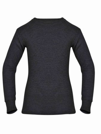 Jockey Charcoal Melange Kids Long Sleeve Vest-Charcoal Grey-9-10 Yrs