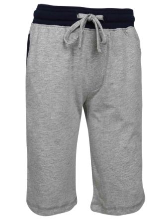 Jockey Grey Melange & Navy Boys Knit Shorts-Navy-9-10 Yrs