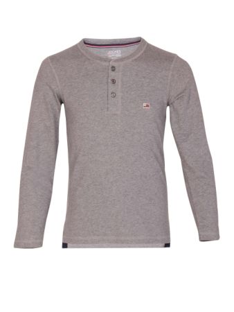 Jockey Grey Melange Boys Henley T-Shirt Long Sleeve