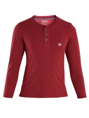 Jockey Red Melange Boys Henley T-Shirt Long Sleeve