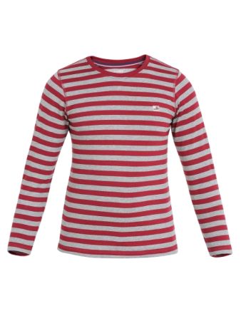 Jockey Deep Red & Grey Melange Boys Crew Neck T-Shirt Long Sleeve