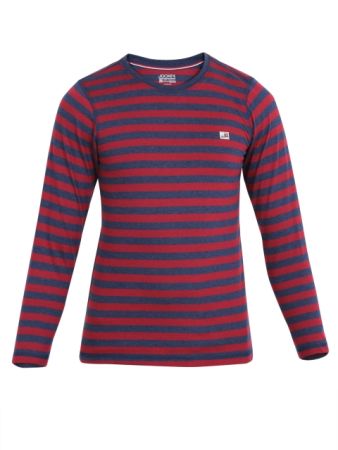 Jockey Ink Blue Melange & Deep Red Boys Crew Neck T-Shirt Long Sleeve